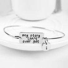 Load image into Gallery viewer, Silver Semicolon Charm Bangle